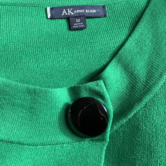 Anne Klein Asymmetrical Scoop Neck Sweater Cardigan Shirt LS Kelly Green - Picture 7 of 8